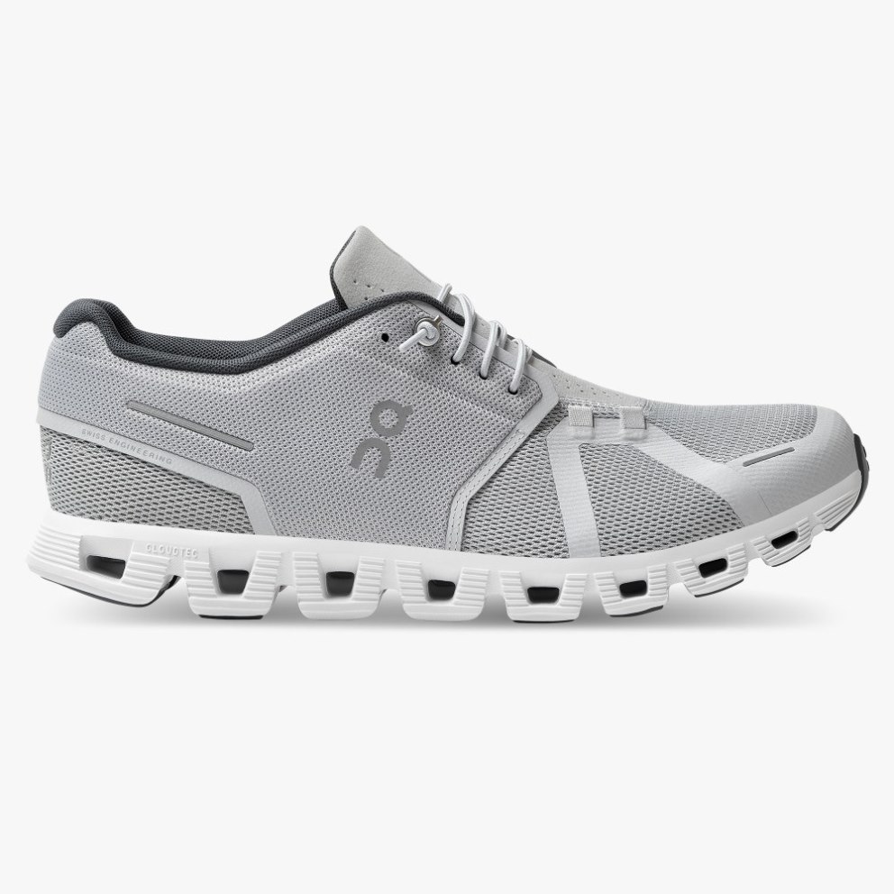 On Cloud 5 Men\'s Trainers Light Grey | UK-AO5J1