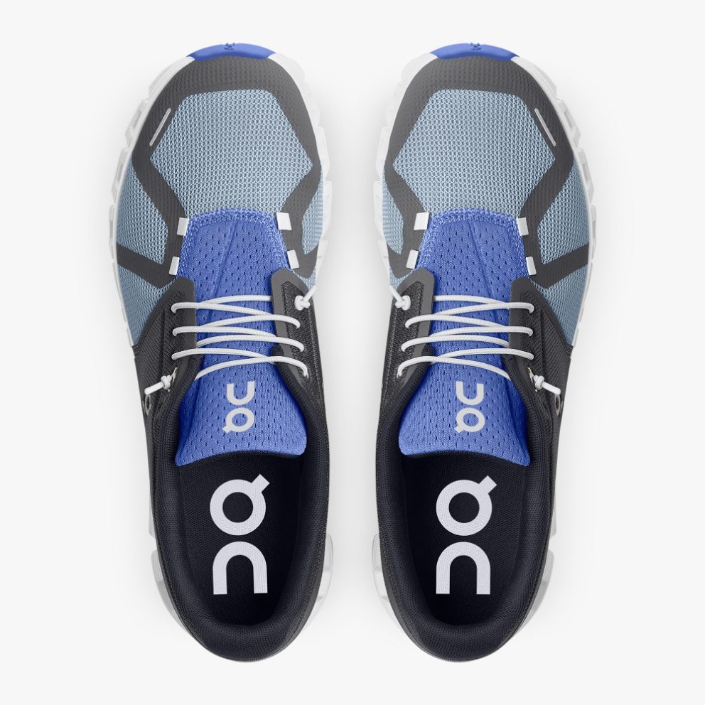 On Cloud 5 Push Men's Trainers Black / Blue | UK-8A5JO