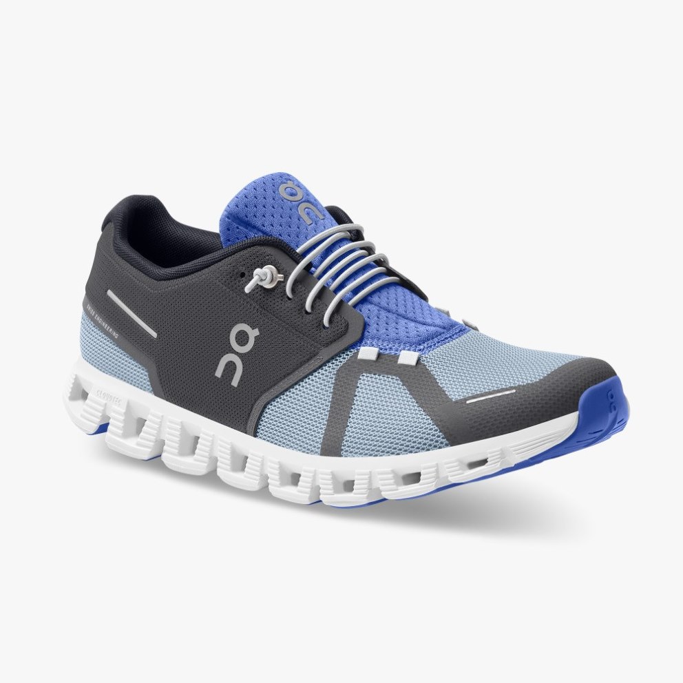 On Cloud 5 Push Men's Trainers Black / Blue | UK-8A5JO
