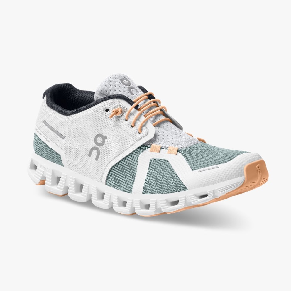 On Cloud 5 Push Women's Trainers White / Green | UK-OJ26A