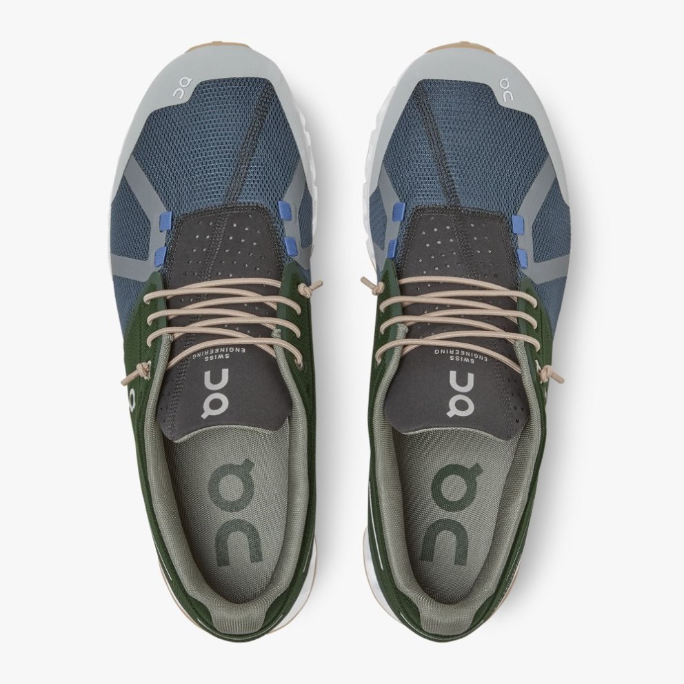 On Cloud 70 | 30 Men's Trainers Green / Navy | UK-2681A