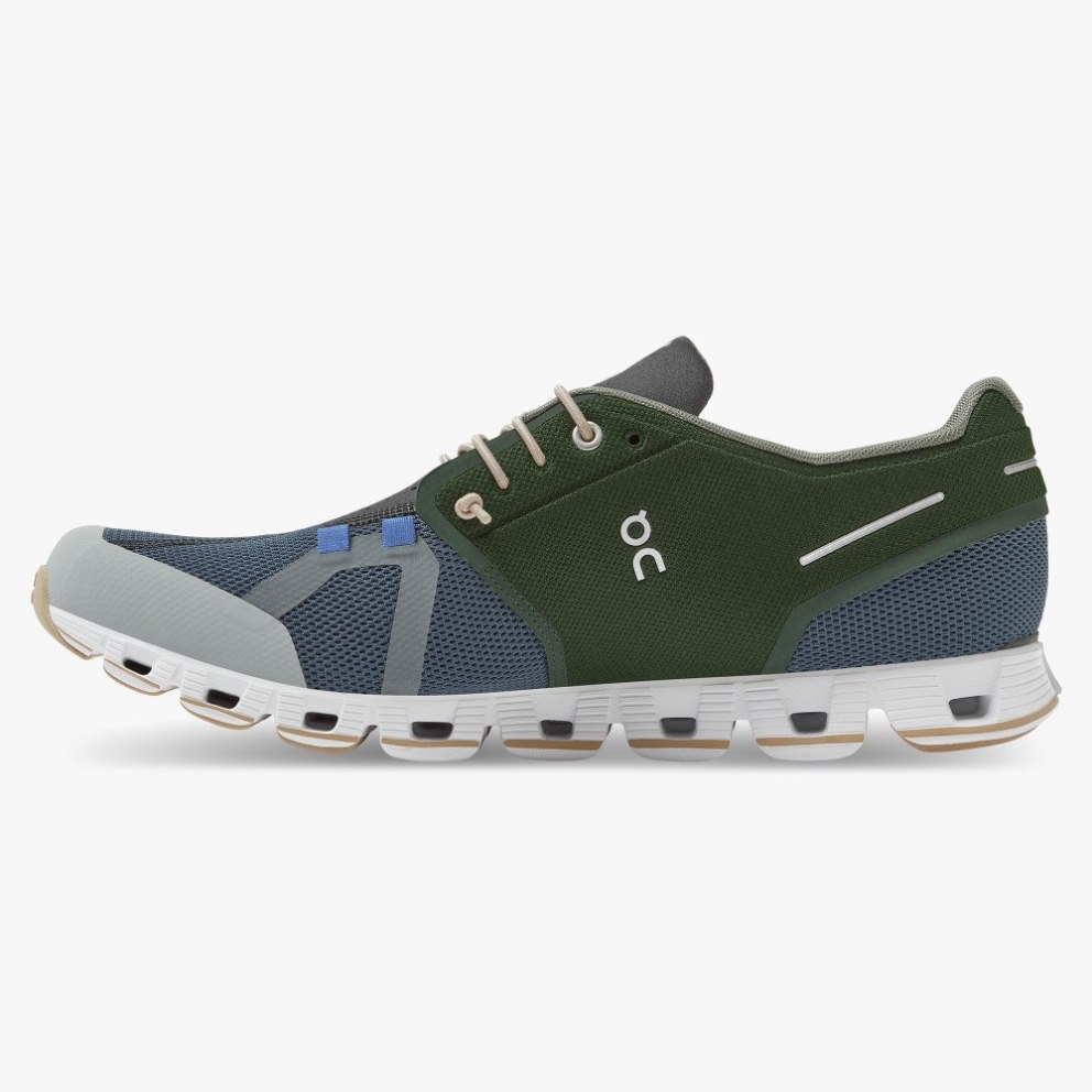 On Cloud 70 | 30 Men's Trainers Green / Navy | UK-2681A