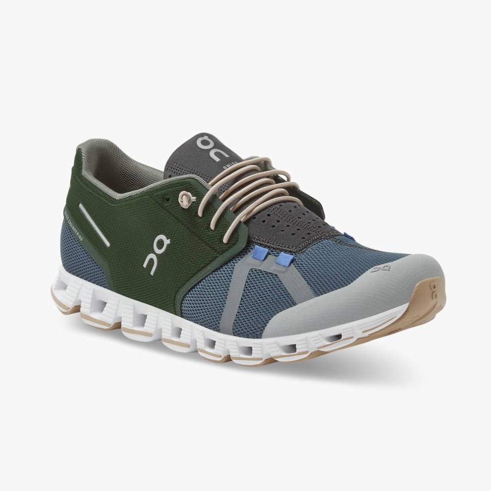 On Cloud 70 | 30 Men's Trainers Green / Navy | UK-2681A