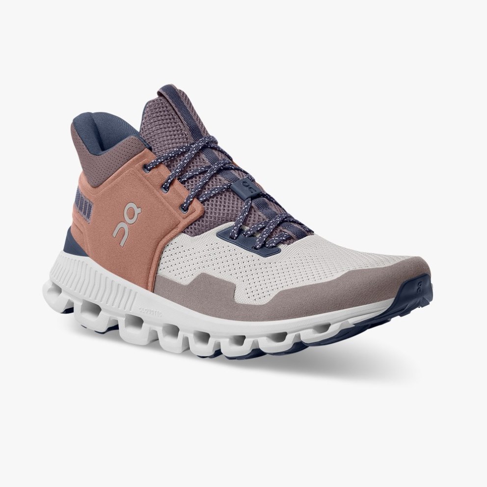 On Cloud Hi Edge Men's Trainers Brown / Grey | UK-81A26