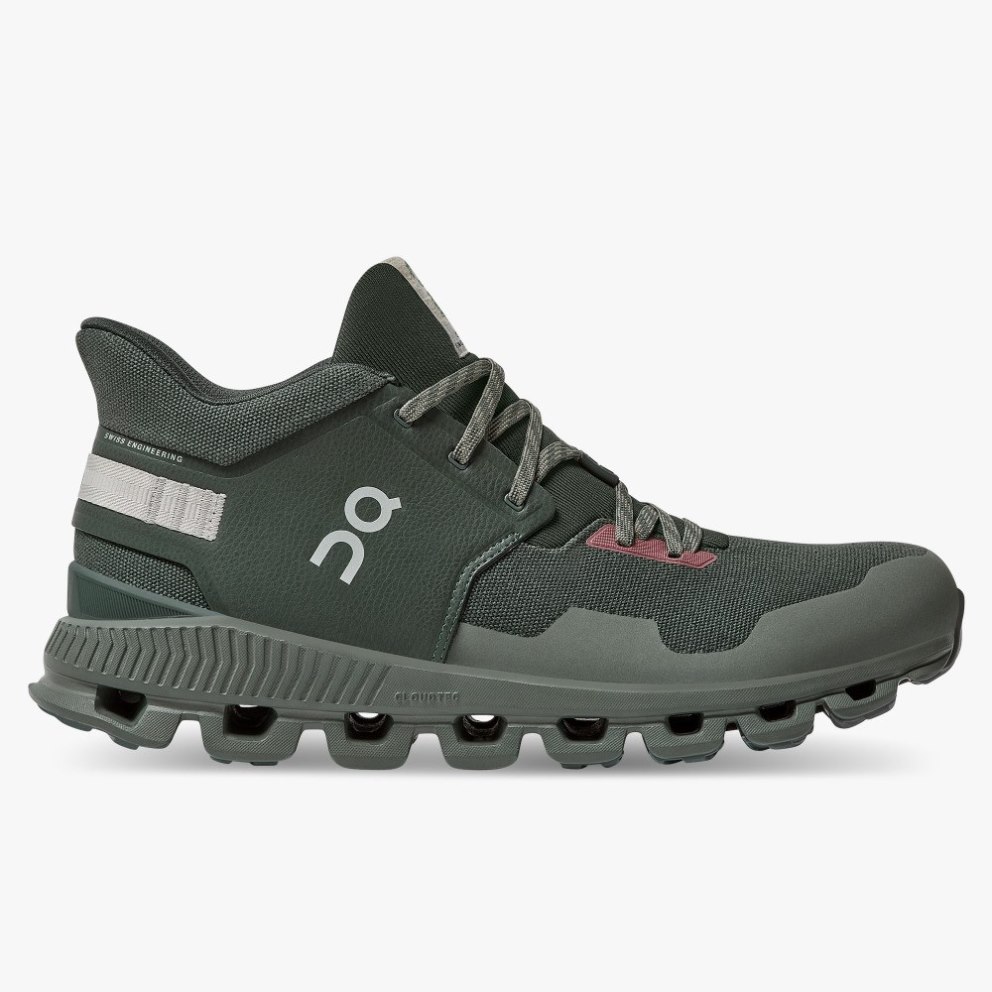 On Cloud Hi Edge Stone Pine Men\'s Trainers Olive | UK-J8AMO