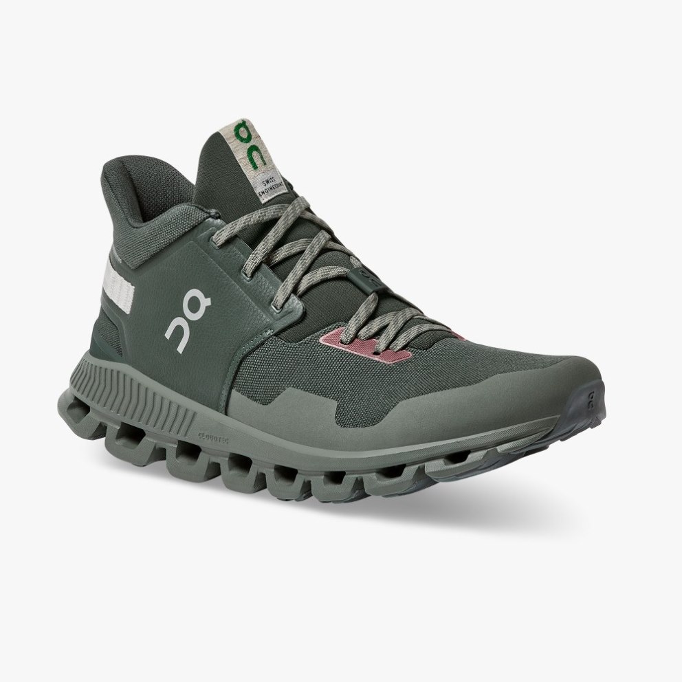 On Cloud Hi Edge Stone Pine Women's Trainers Olive | UK-7O56M