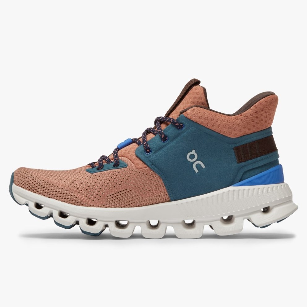 On Cloud Hi Edge Women's Trainers Brown / Turquoise | UK-7M1O8