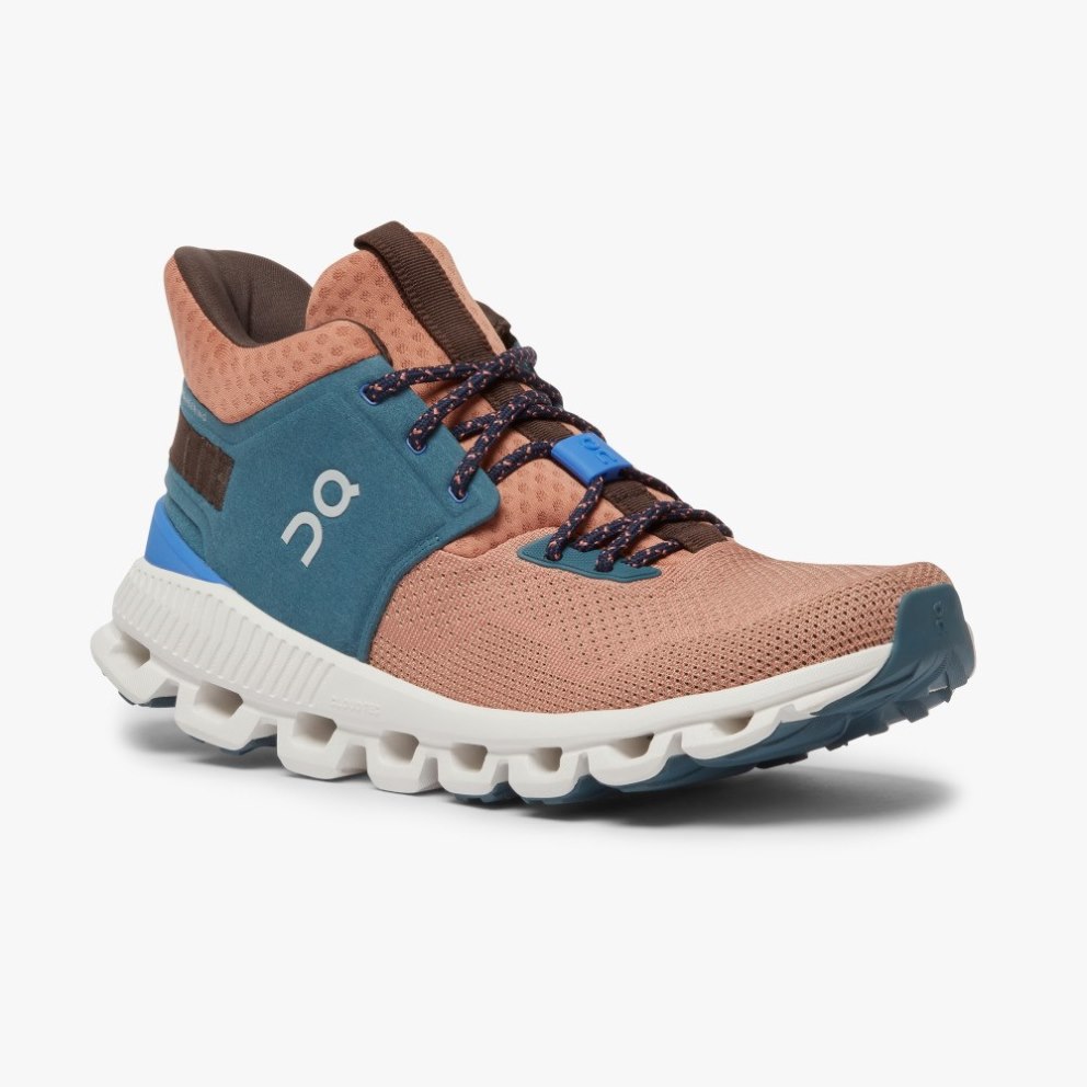 On Cloud Hi Edge Women's Trainers Brown / Turquoise | UK-7M1O8
