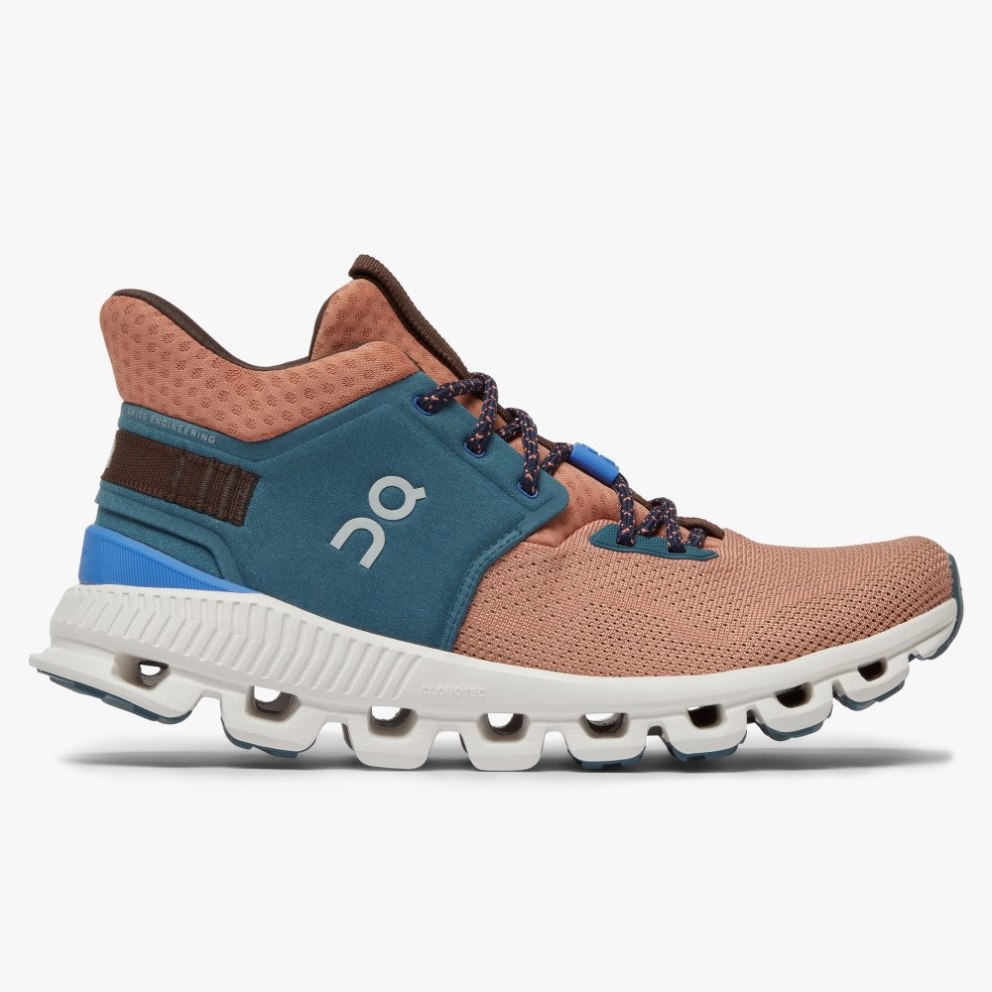 On Cloud Hi Edge Women\'s Trainers Brown / Turquoise | UK-7M1O8