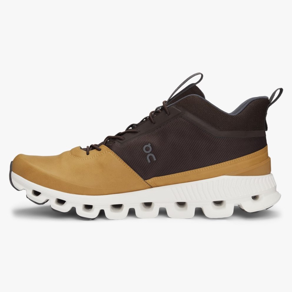 On Cloud Hi Men's Trainers Chocolate / Yellow | UK-6MO87