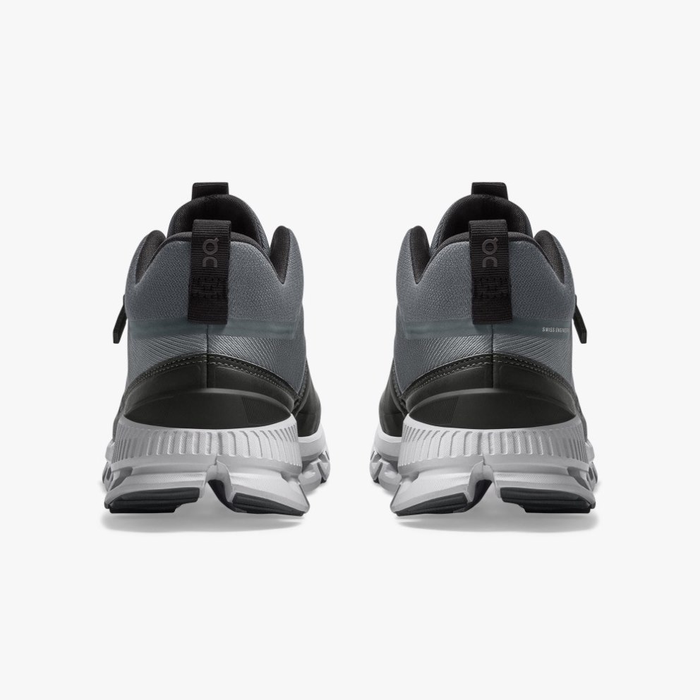 On Cloud Hi Waterproof Men's Trainers Black / Grey | UK-682O1