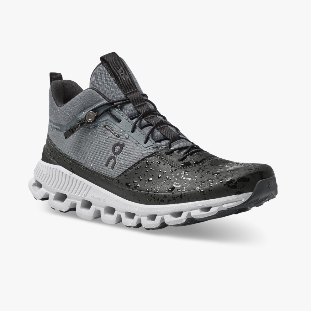 On Cloud Hi Waterproof Men's Trainers Black / Grey | UK-682O1