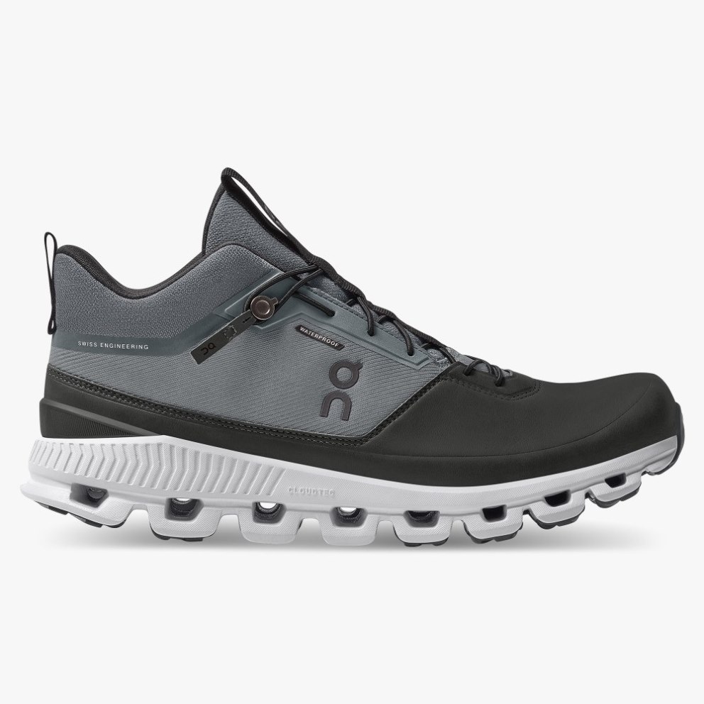 On Cloud Hi Waterproof Men\'s Trainers Black / Grey | UK-682O1
