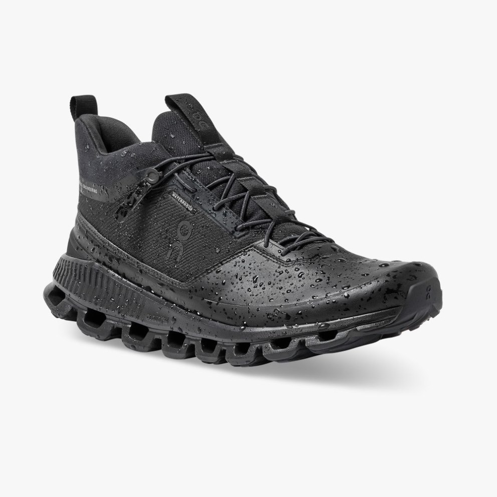 On Cloud Hi Waterproof Men's Trainers Black | UK-A6MO1