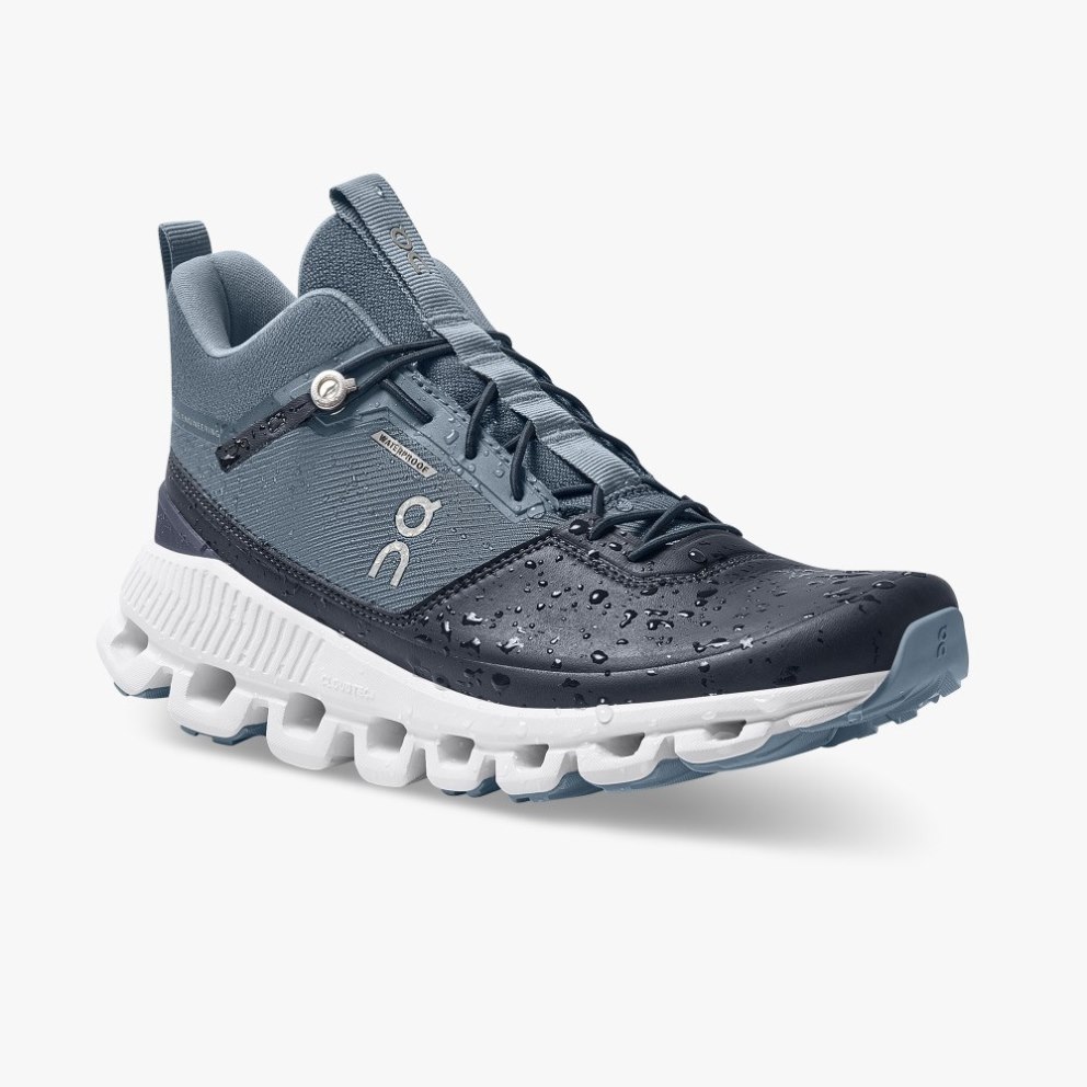 On Cloud Hi Waterproof Women's Trainers Navy | UK-26817
