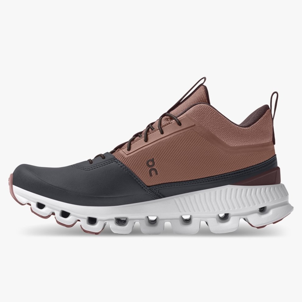 On Cloud Hi Waterproof Women's Trainers Brown / Black | UK-62857