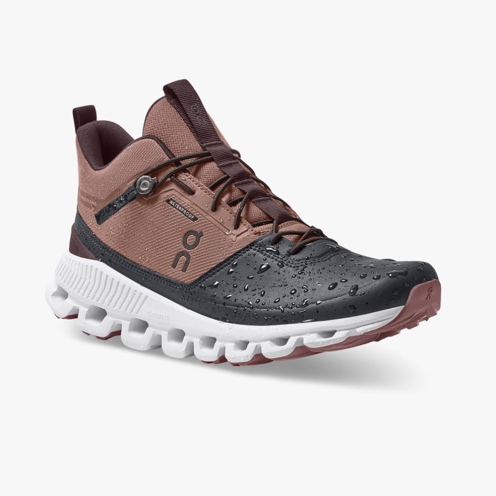 On Cloud Hi Waterproof Women's Trainers Brown / Black | UK-62857