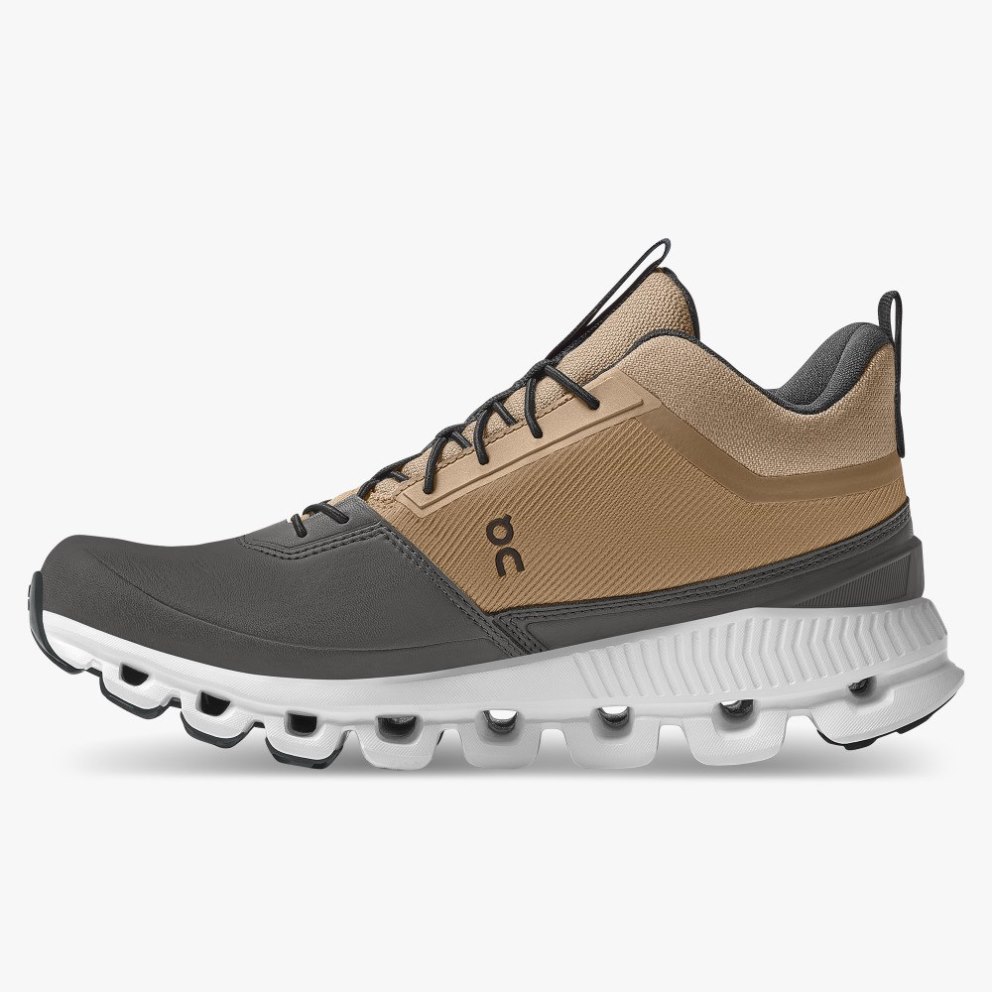 On Cloud Hi Waterproof Women's Trainers Khaki / Black | UK-6J82A