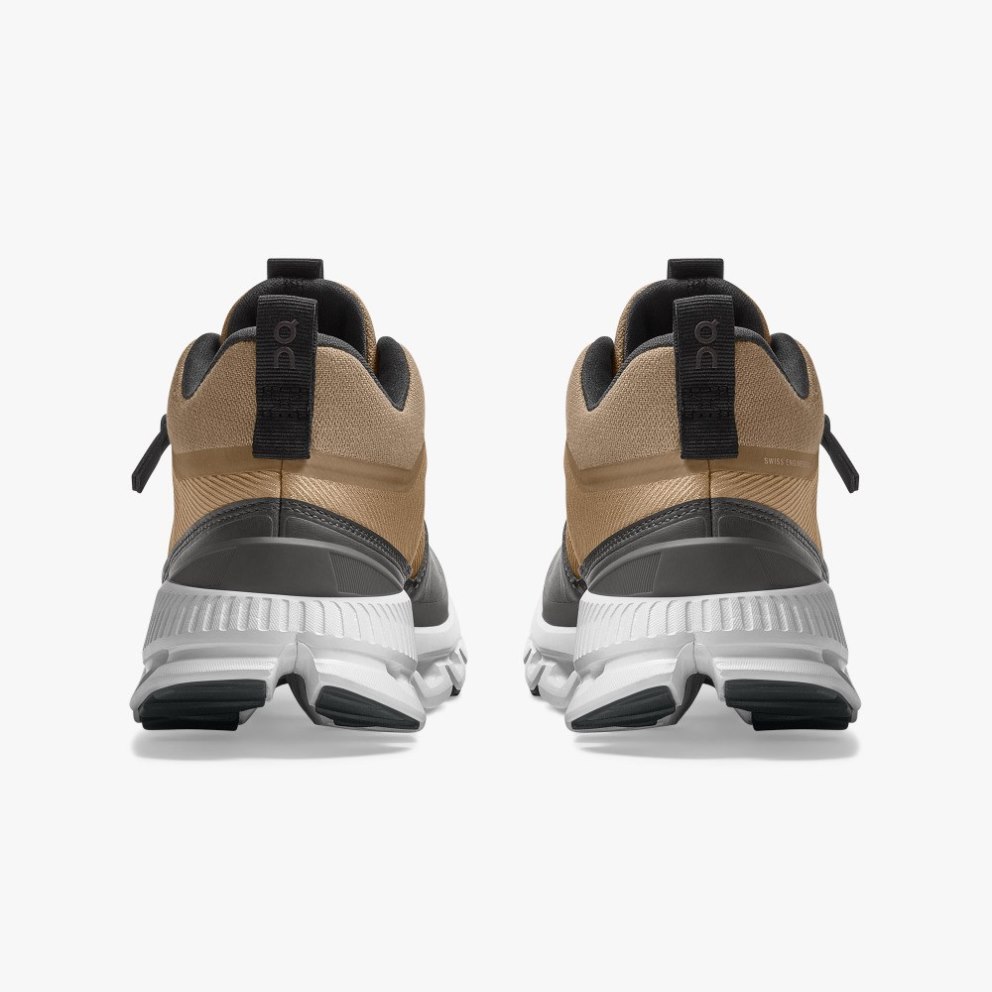 On Cloud Hi Waterproof Women's Trainers Khaki / Black | UK-6J82A