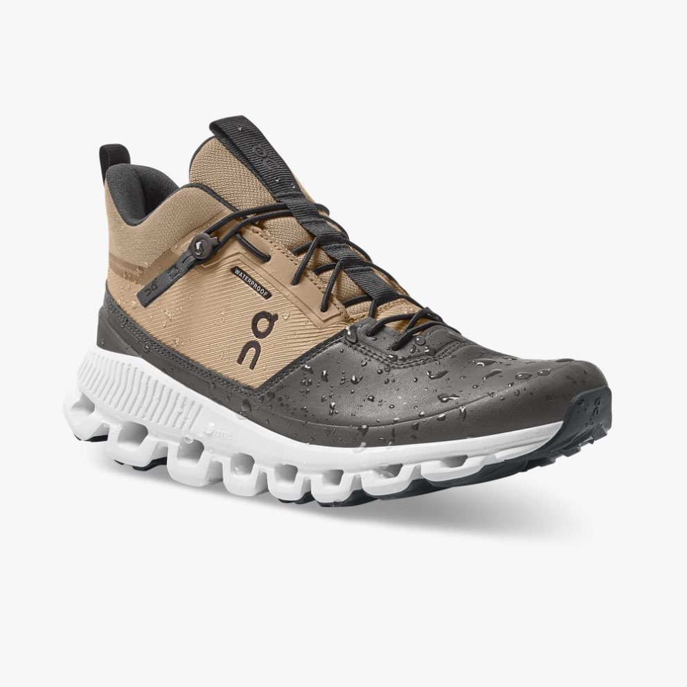 On Cloud Hi Waterproof Women's Trainers Khaki / Black | UK-6J82A