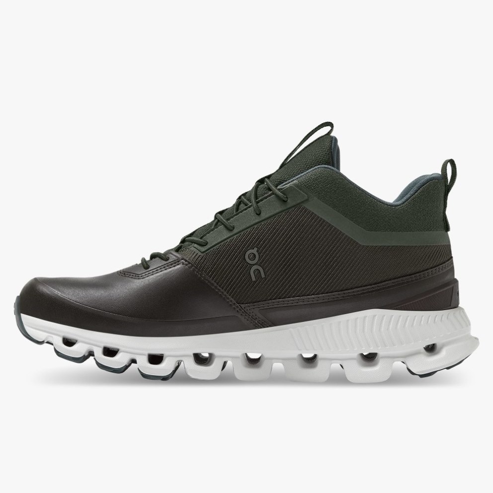 On Cloud Hi Waterproof Women's Trainers Black / Olive | UK-JM827