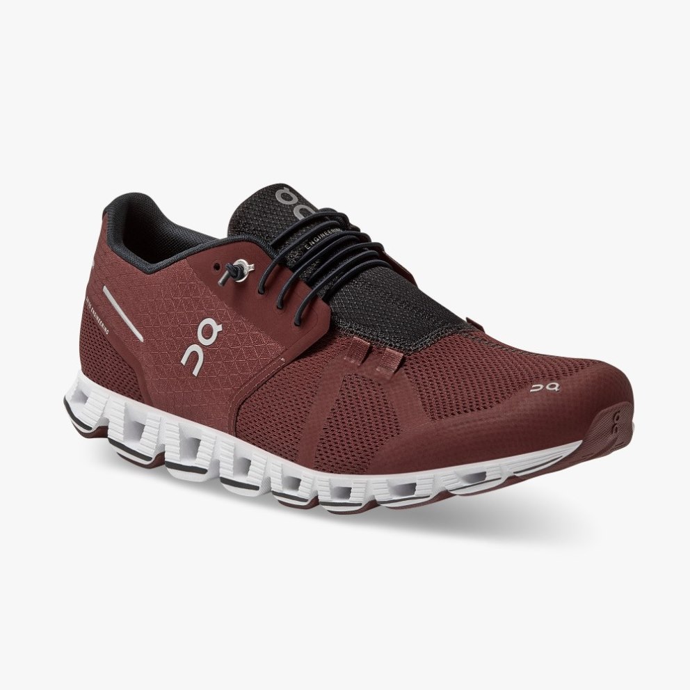 On Cloud Men's Trainers Burgundy | UK-6M7O1