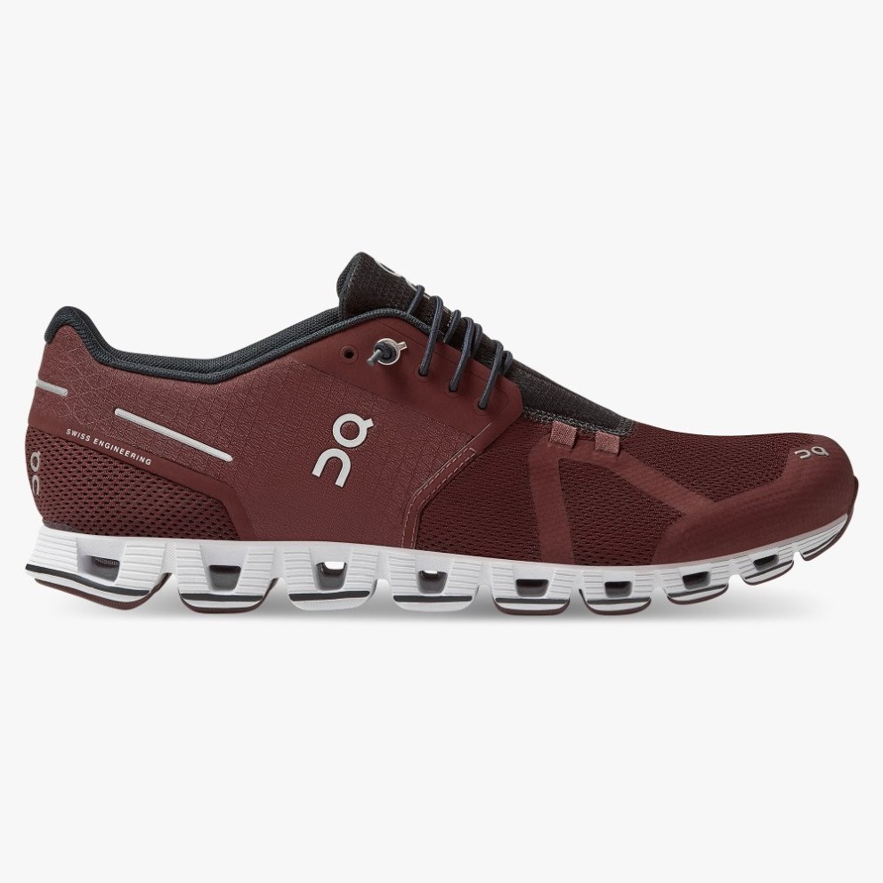 On Cloud Men\'s Trainers Burgundy | UK-6M7O1