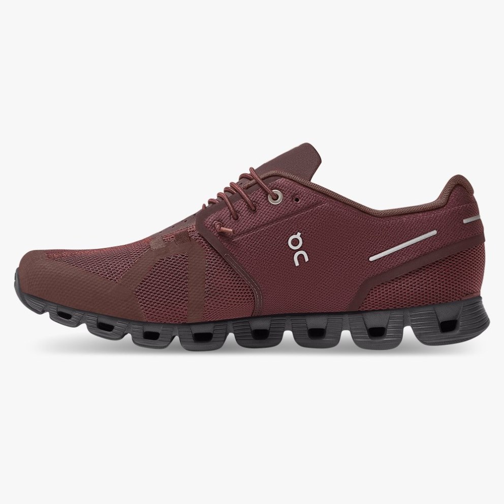 On Cloud Monochrome Men's Trainers Burgundy | UK-J7M25