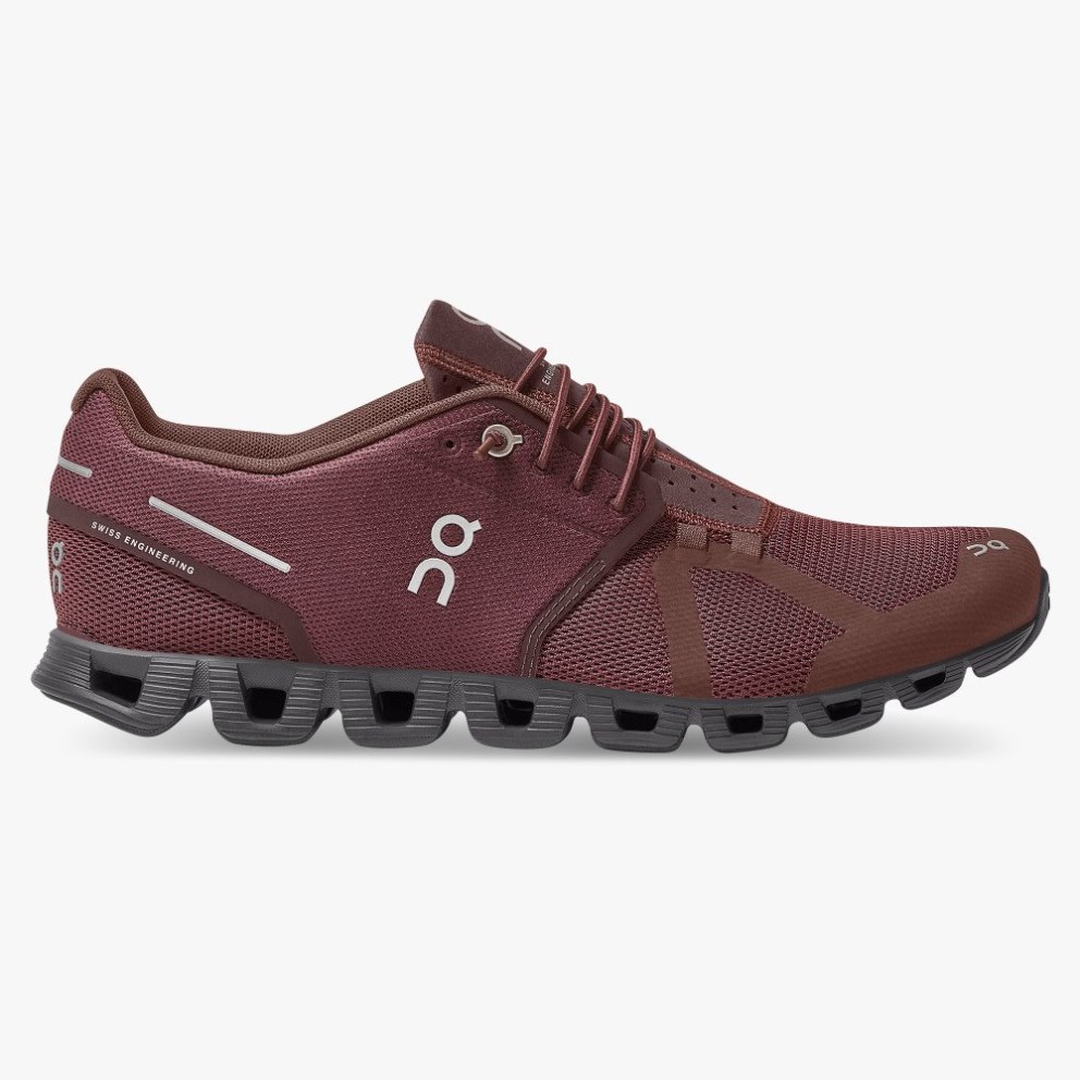 On Cloud Monochrome Men\'s Trainers Burgundy | UK-J7M25
