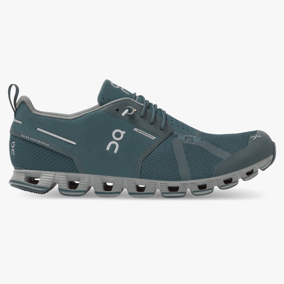 On Cloud Waterproof Men\'s Trainers Green | UK-2OJA7