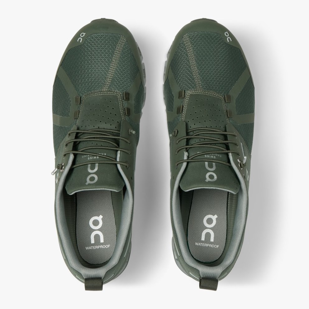 On Cloud Waterproof Men's Trainers Olive | UK-J58M2