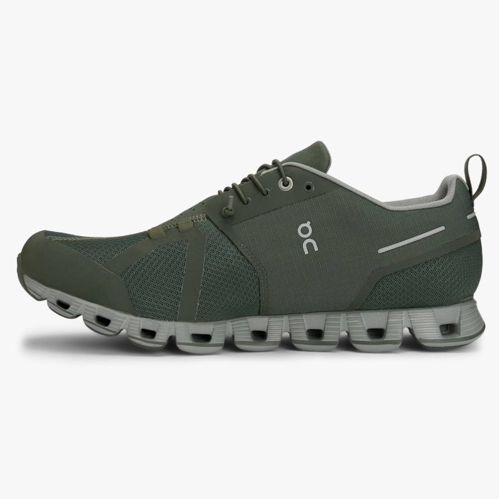 On Cloud Waterproof Men's Trainers Olive | UK-J58M2