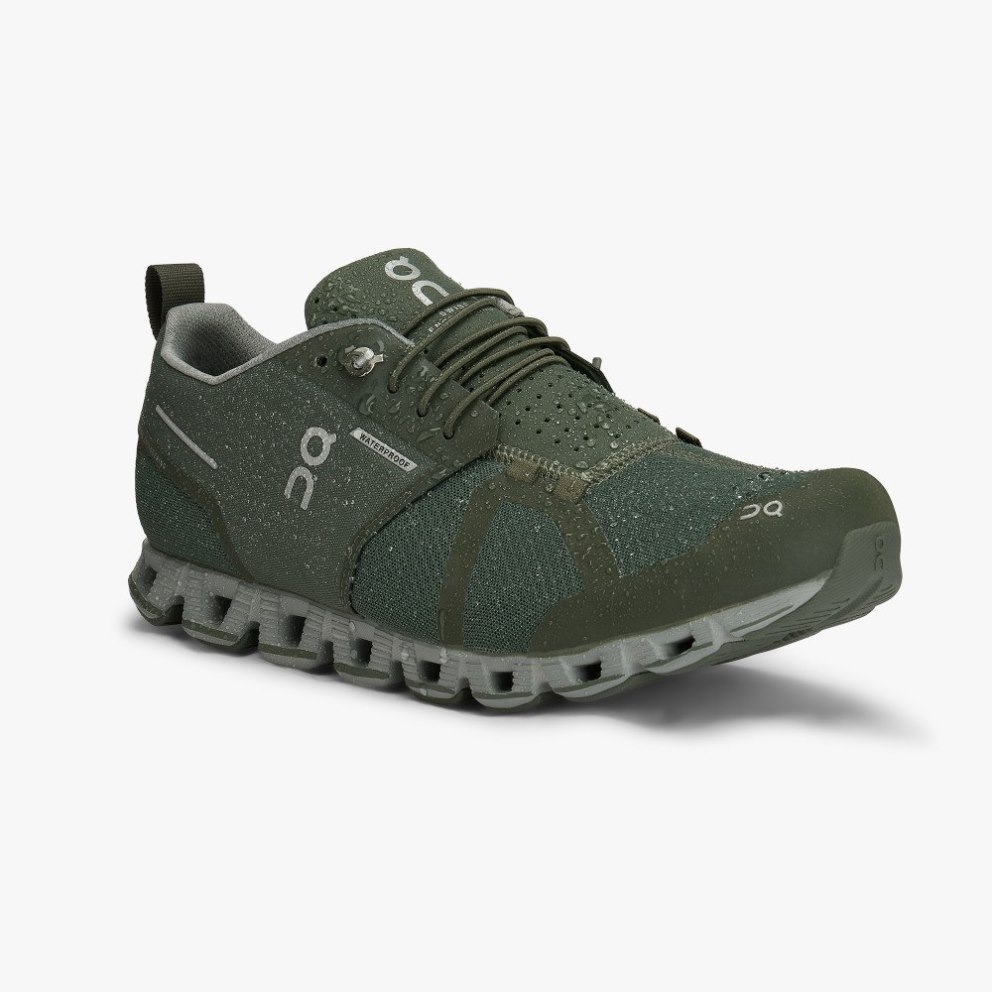 On Cloud Waterproof Men's Trainers Olive | UK-J58M2