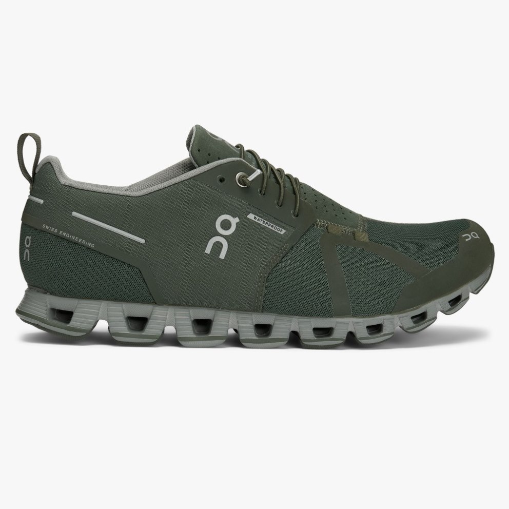 On Cloud Waterproof Men\'s Trainers Olive | UK-J58M2