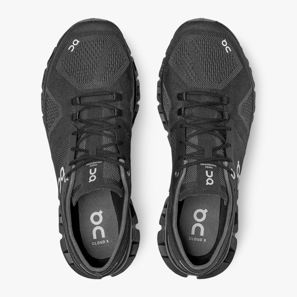 On Cloud X Men's Trainers Black | UK-O1JA5