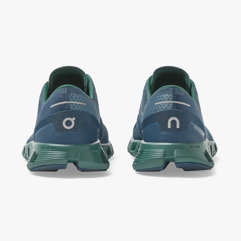 On Cloud X Men's Trainers Navy / Green | UK-AJ2O1