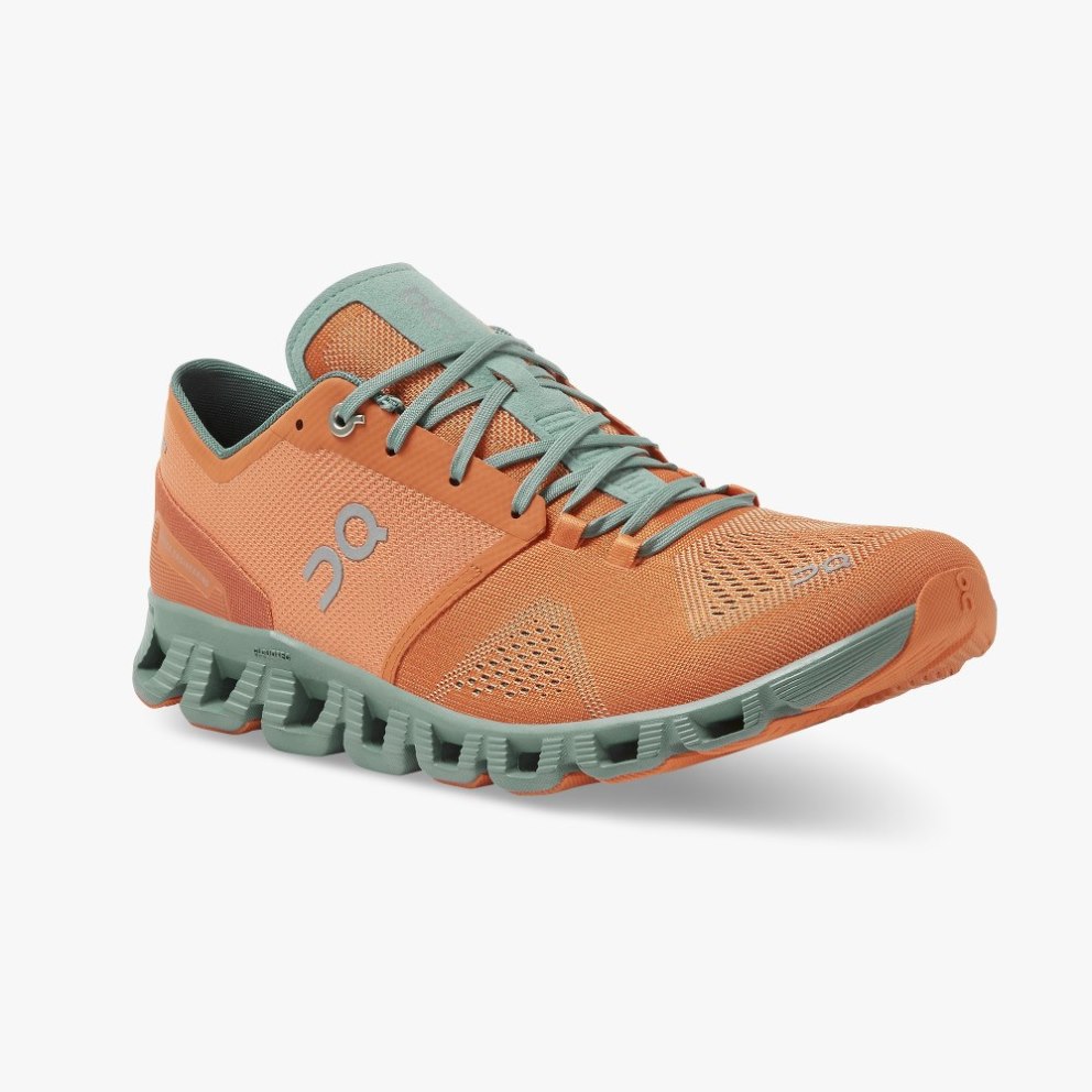On Cloud X Men's Trainers Orange / Mint | UK-752M6