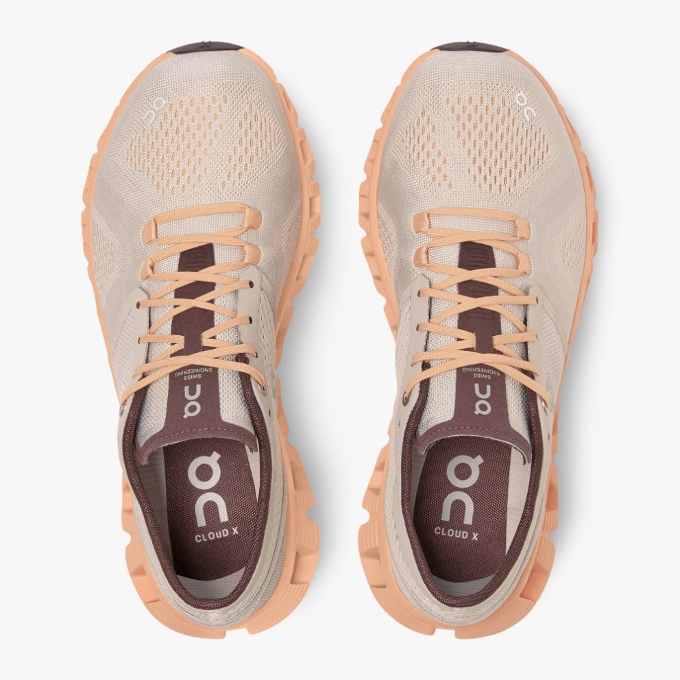 On Cloud X Women's Trainers Apricot | UK-6AJM5