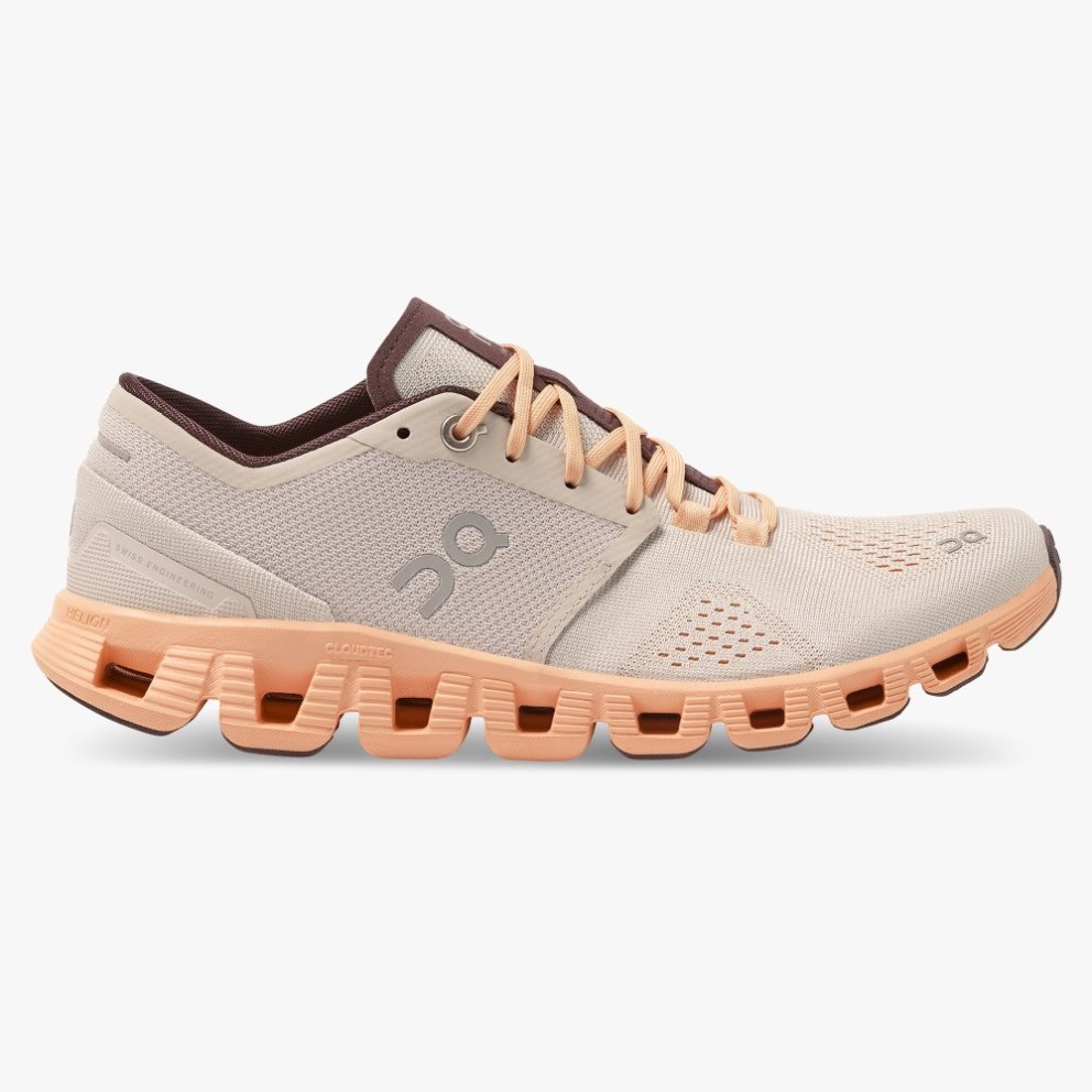 On Cloud X Women\'s Trainers Apricot | UK-6AJM5
