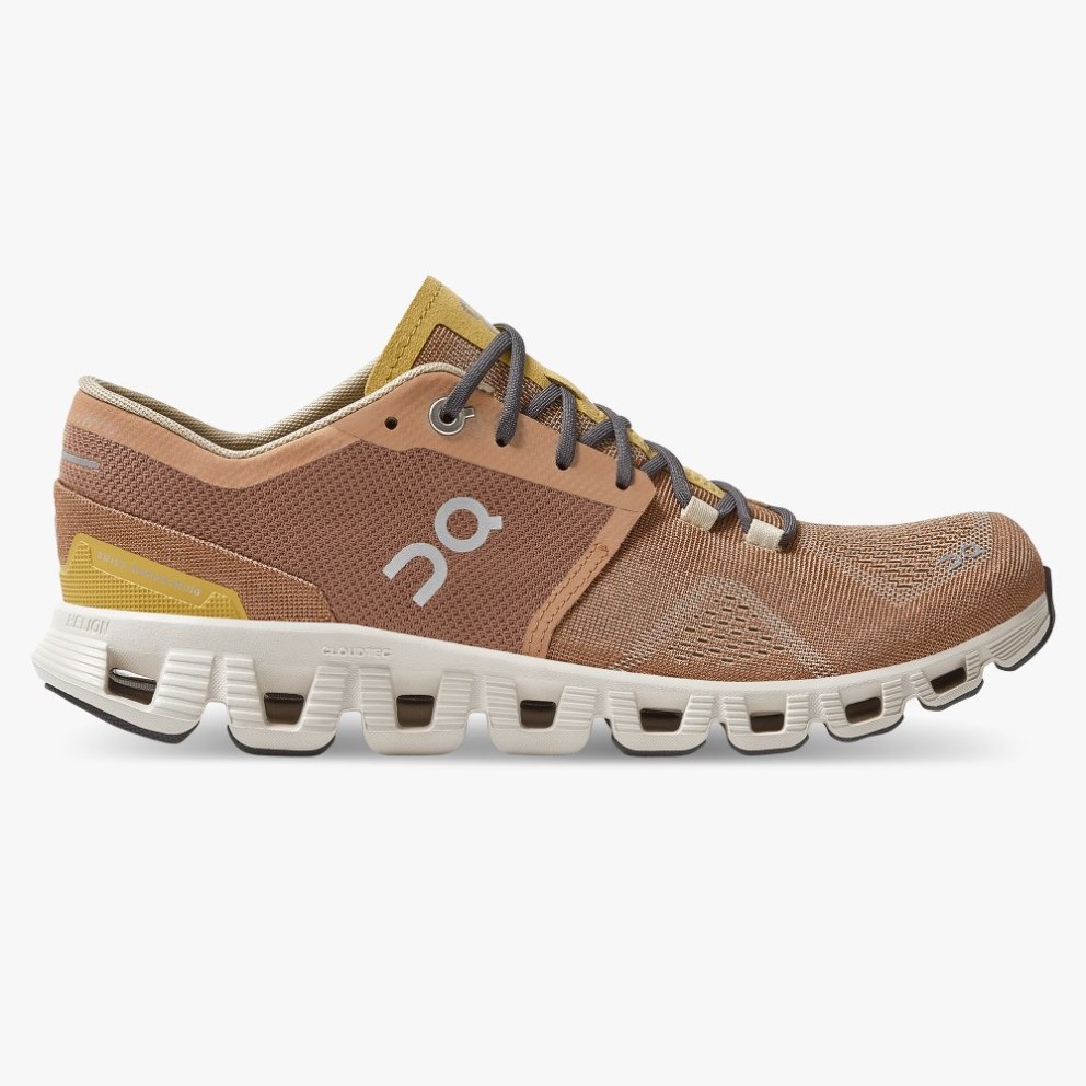 On Cloud X Women\'s Trainers Brown | UK-75JM1