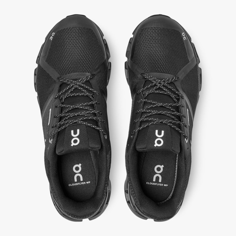 On Cloudflyer Waterproof Men's Running Shoes Black | UK-AO8M5