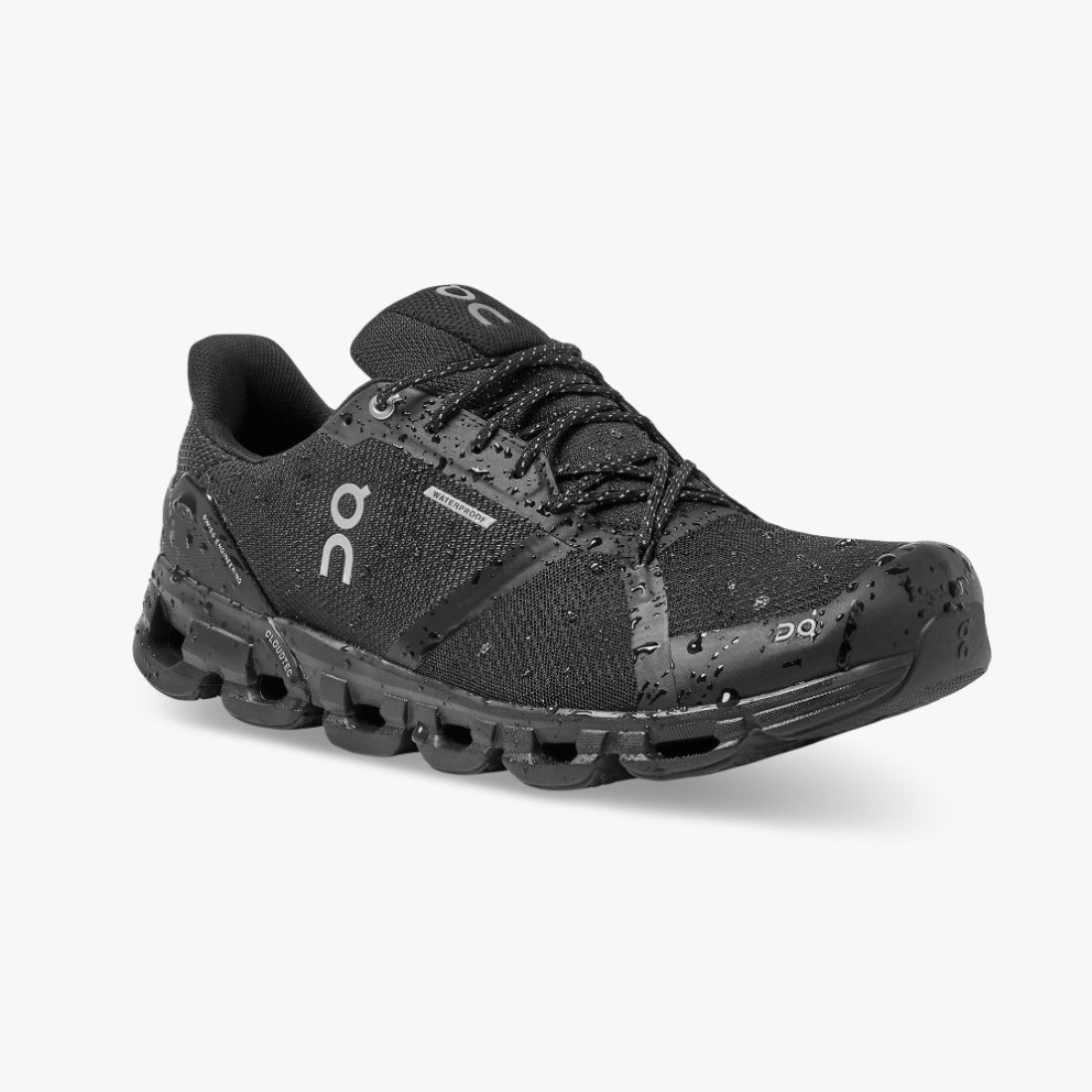On Cloudflyer Waterproof Men's Running Shoes Black | UK-AO8M5