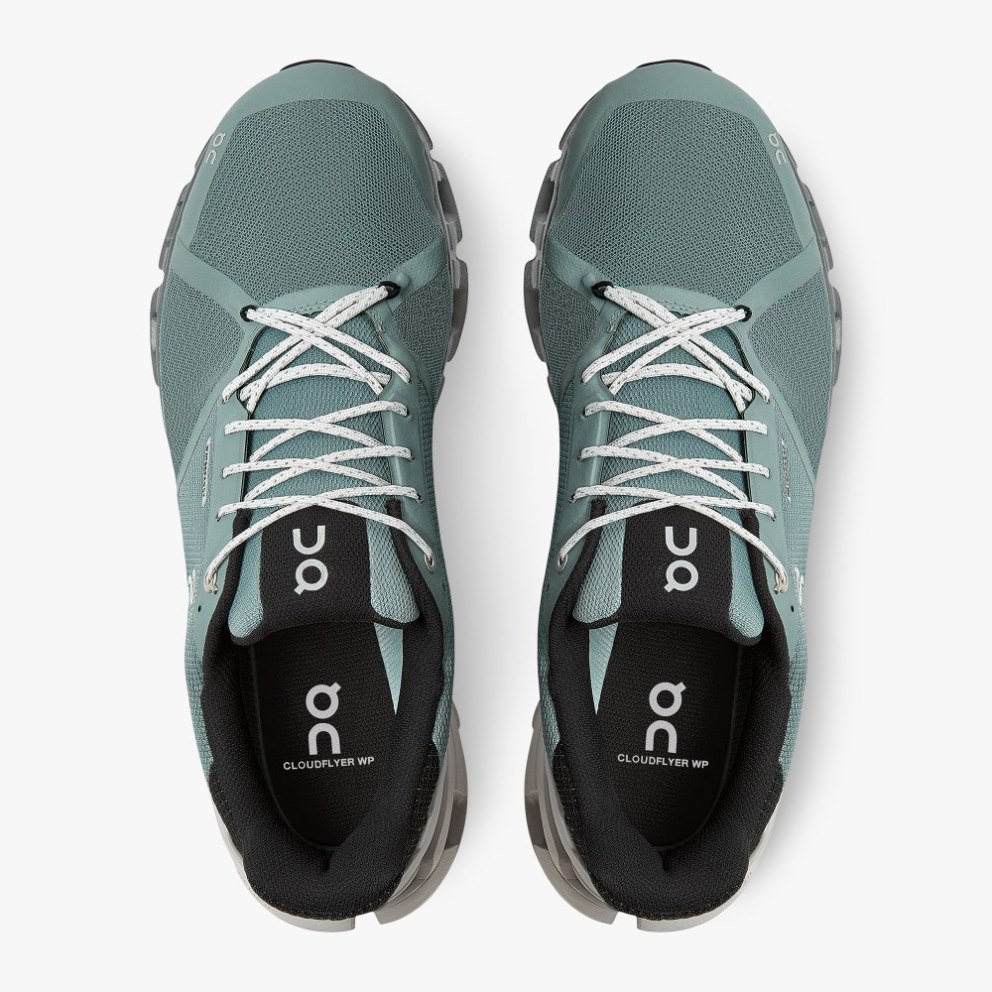 On Cloudflyer Waterproof Men's Running Shoes Green | UK-MA617