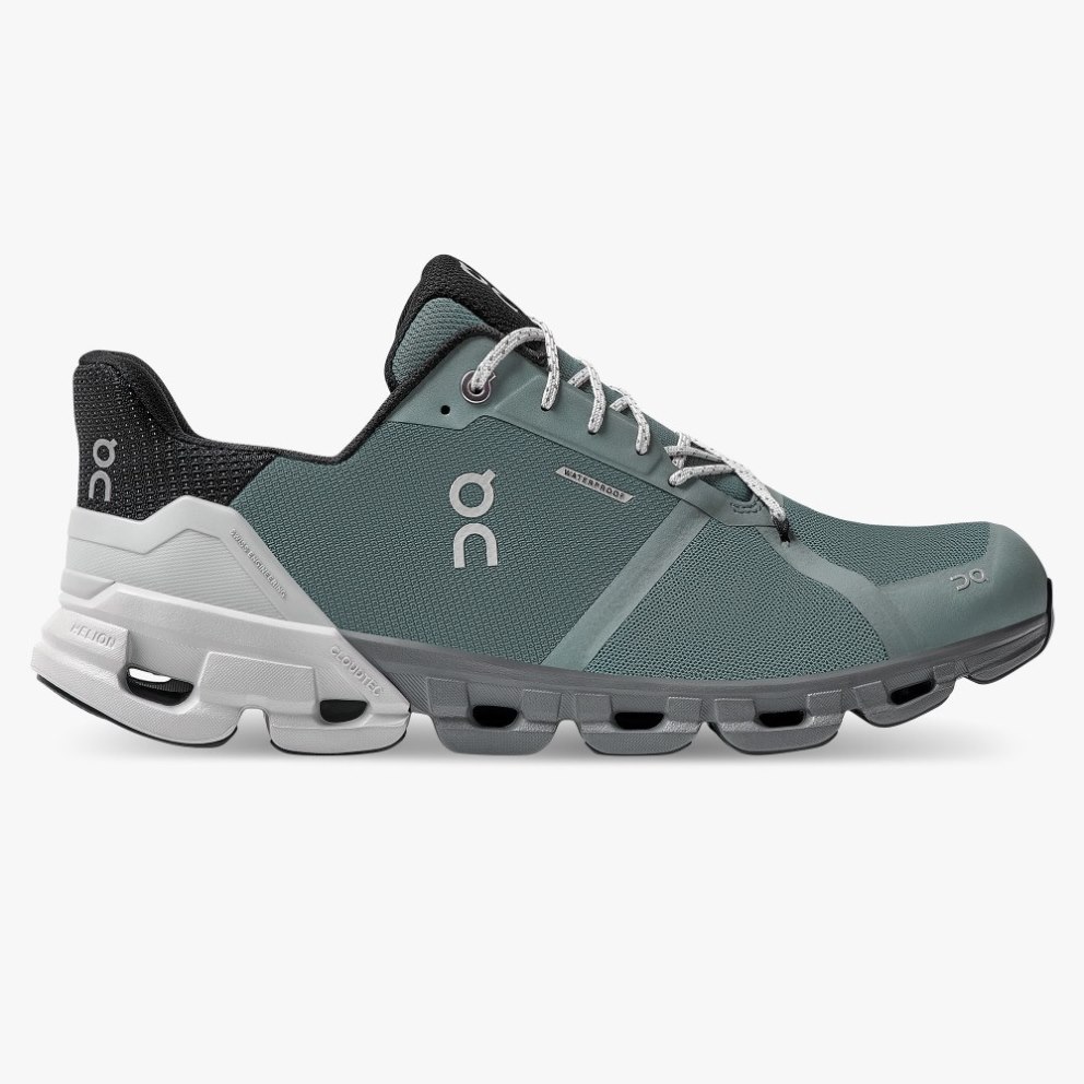On Cloudflyer Waterproof Men\'s Running Shoes Green | UK-MA617