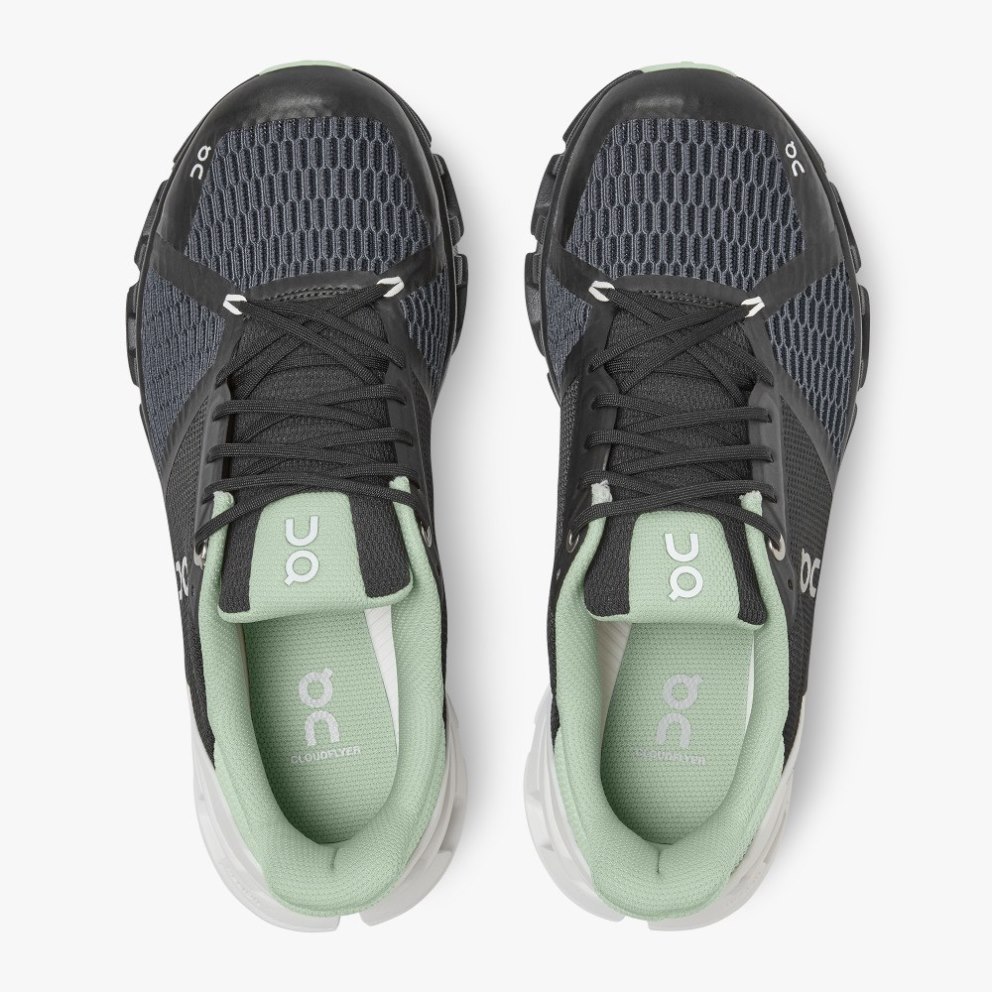 On Cloudflyer Wide Women's Trainers Black / Mint / White | UK-8O657