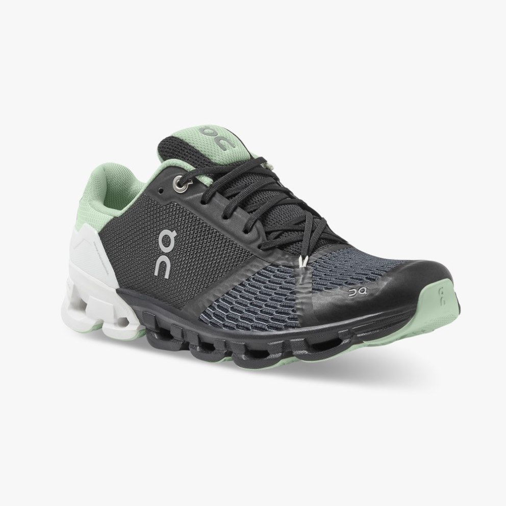 On Cloudflyer Wide Women's Trainers Black / Mint / White | UK-8O657