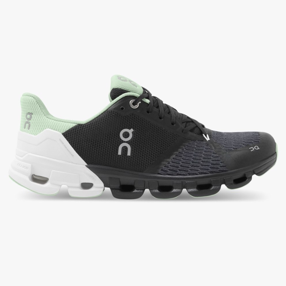 On Cloudflyer Wide Women\'s Trainers Black / Mint / White | UK-8O657