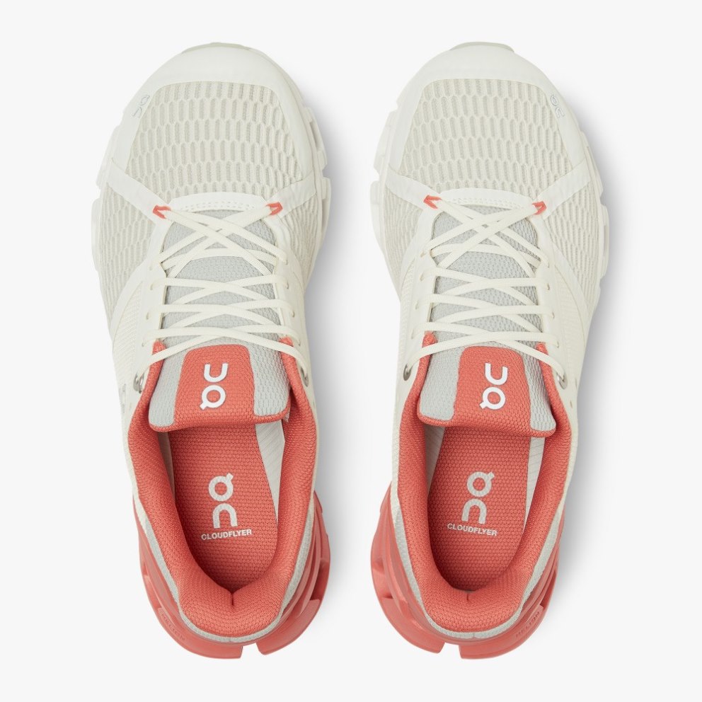 On Cloudflyer Women's Running Shoes Cream / Coral | UK-M2J67