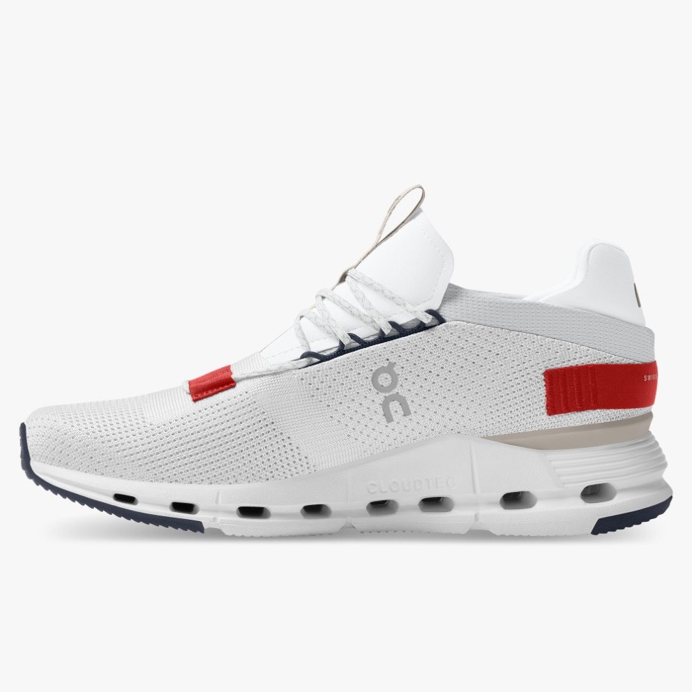 On Cloudnova Men's Trainers White / Red | UK-25A8O