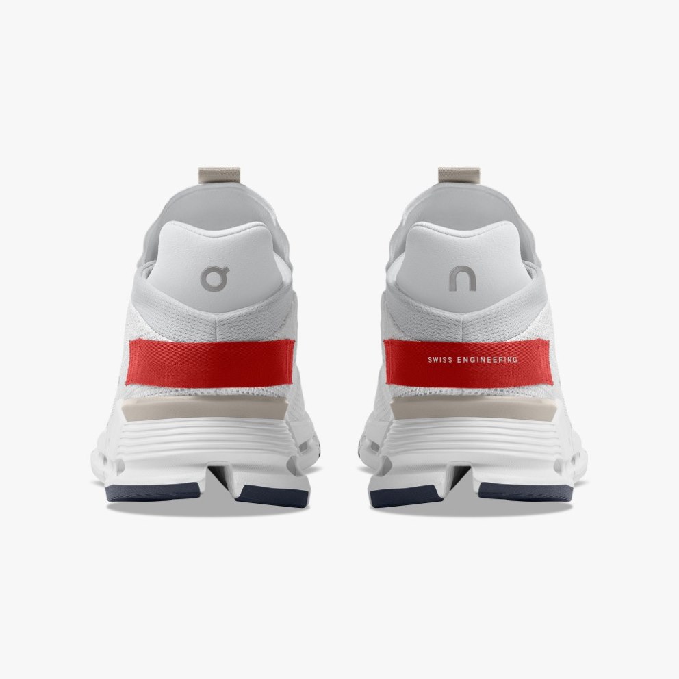 On Cloudnova Men's Trainers White / Red | UK-25A8O